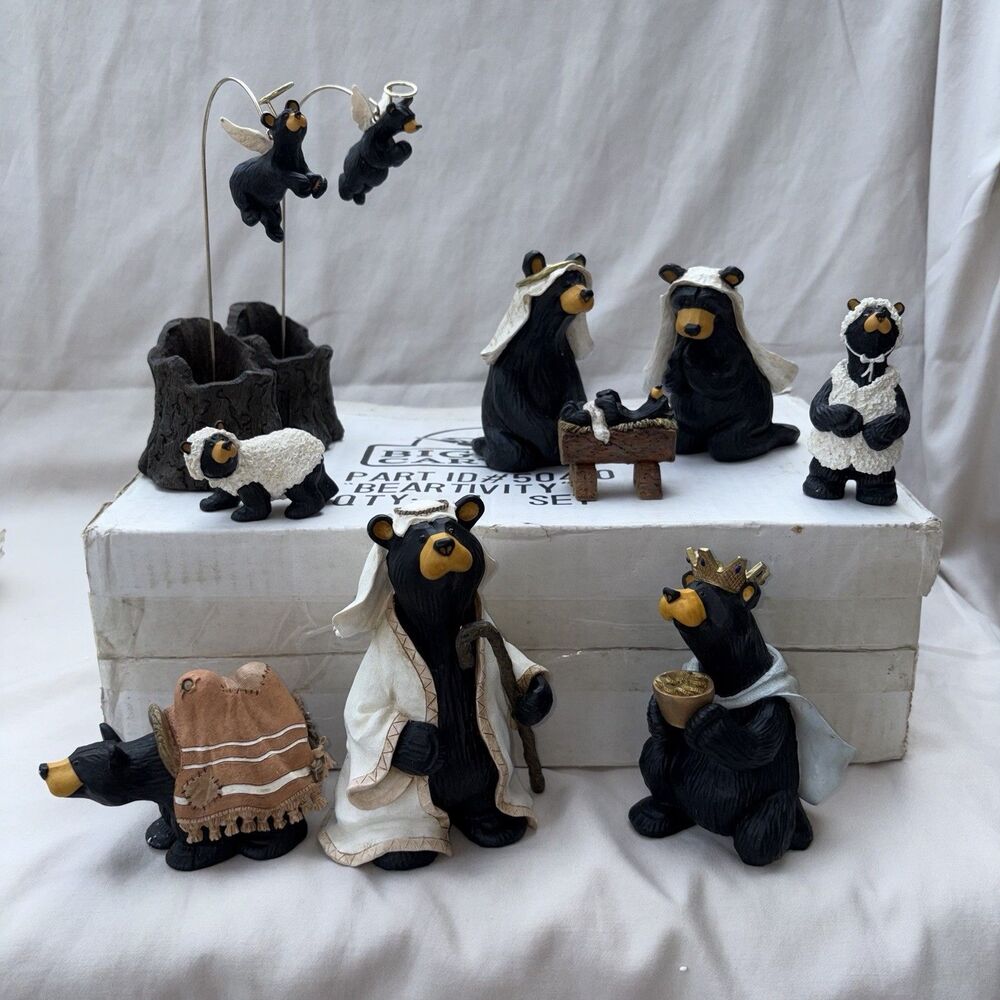 Bearfoots Nativity Set Jeff Fleming Big Sky Carvers 13 Pc Bears